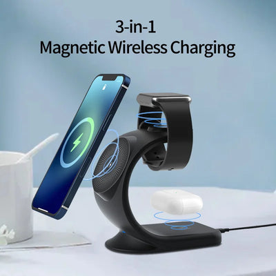 15W 3 in 1 Magnetic Wireless Charger For Apple - iPhone, Watch, and Airpods Pro Fast Charging Dock Station