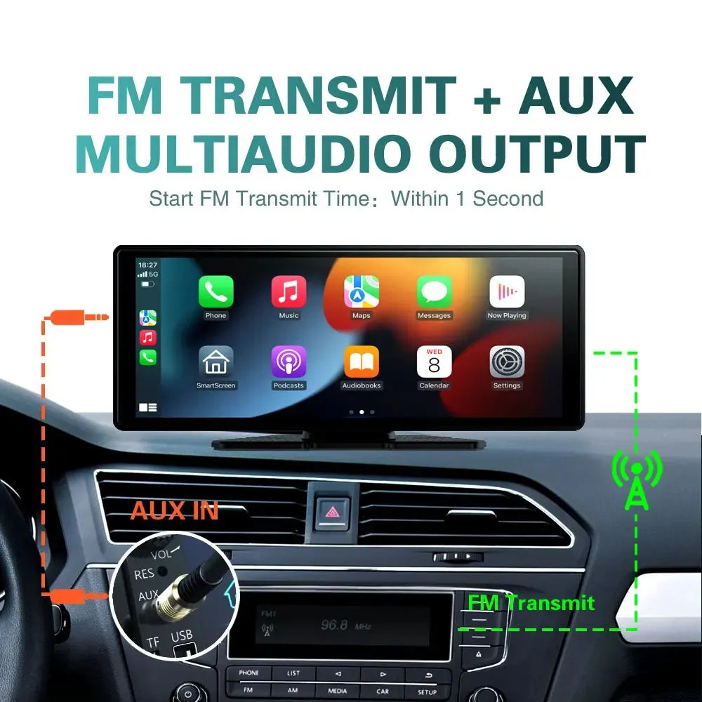 Universal 10.3 Inch Car Multimedia Android Audio & Carplay Wireless Video Player