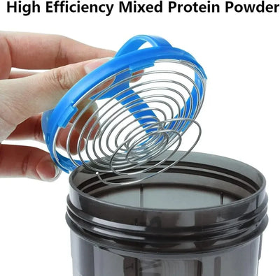 Shaker Protein Bottle w/ 3 Sections for Protein Powder, Supplement Storage