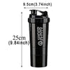 Shaker Protein Bottle w/ 3 Sections for Protein Powder, Supplement Storage